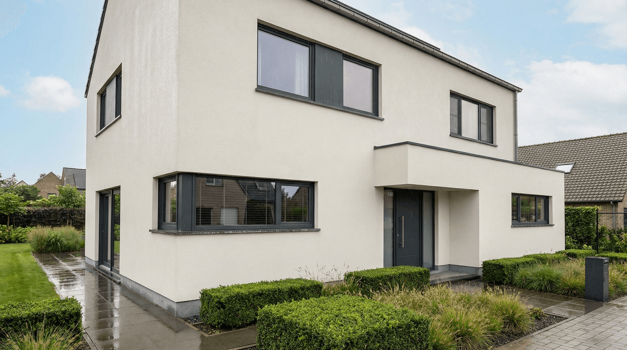 Modern kleurcombinatie: Wit + Antraciet kozijnen