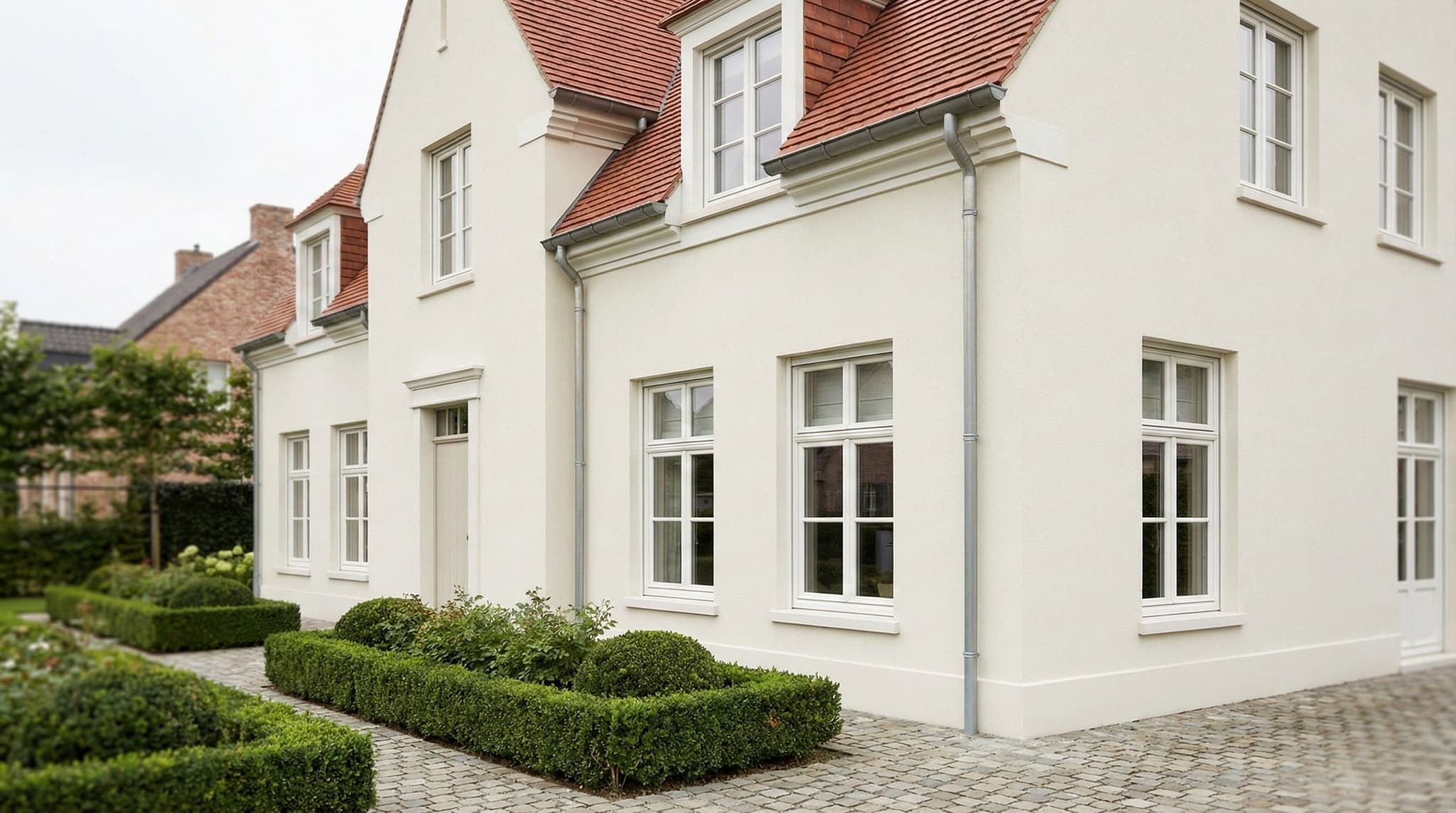 Woning met witte crepi gevel - klassieke uitstraling
