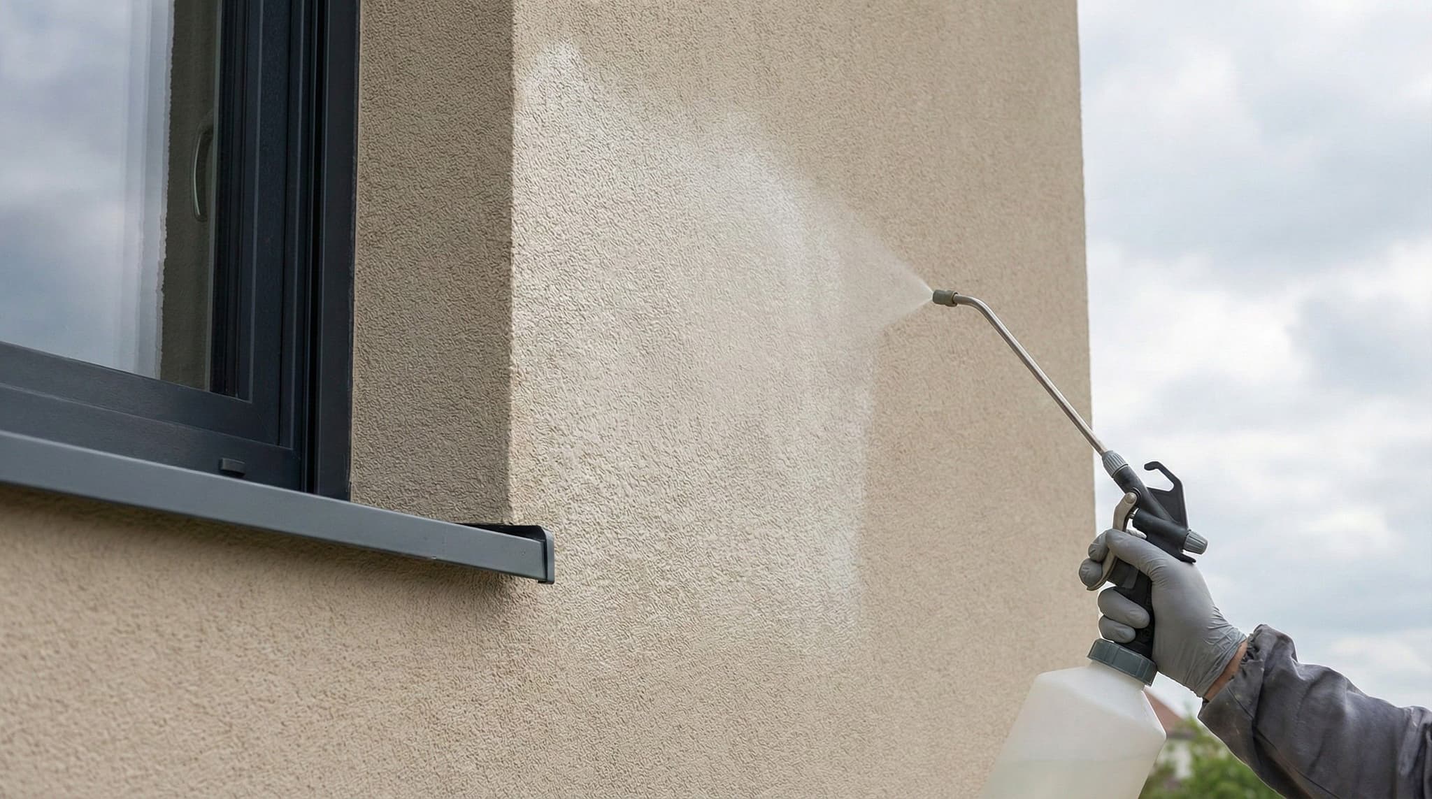 Hydrofuge behandeling aanbrengen op crepi gevel